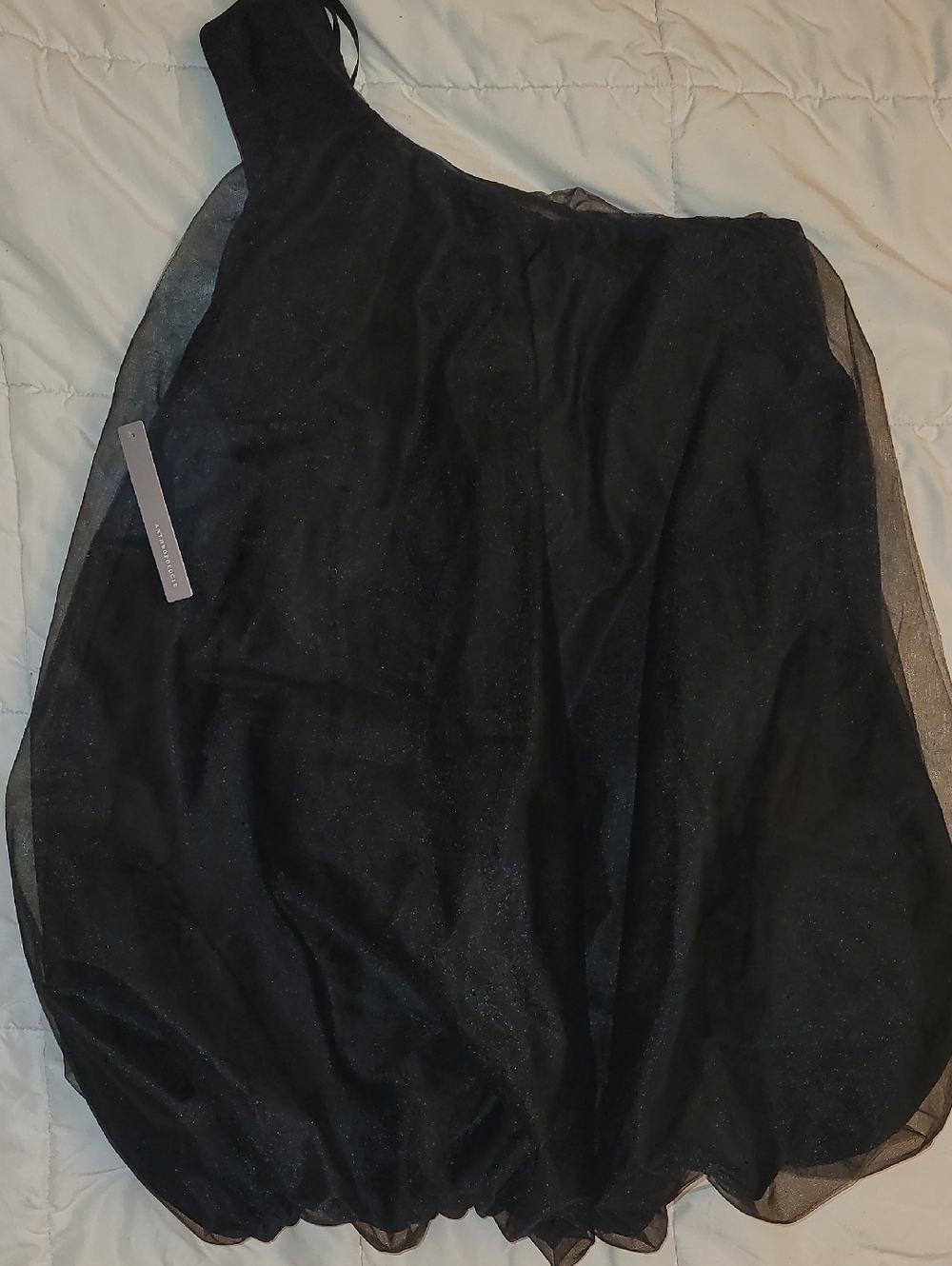 Black One-Shoulder Tulle Bubble Dress By Anthropologie Size 10